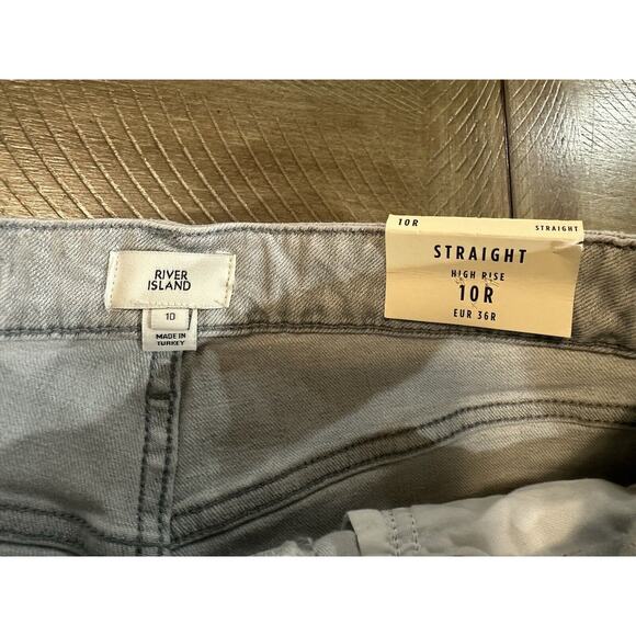 NWT River Island High Rise Straight Stretch Denim Gray Jeans US Size 6 UK 10 NEW - Picture 4 of 14